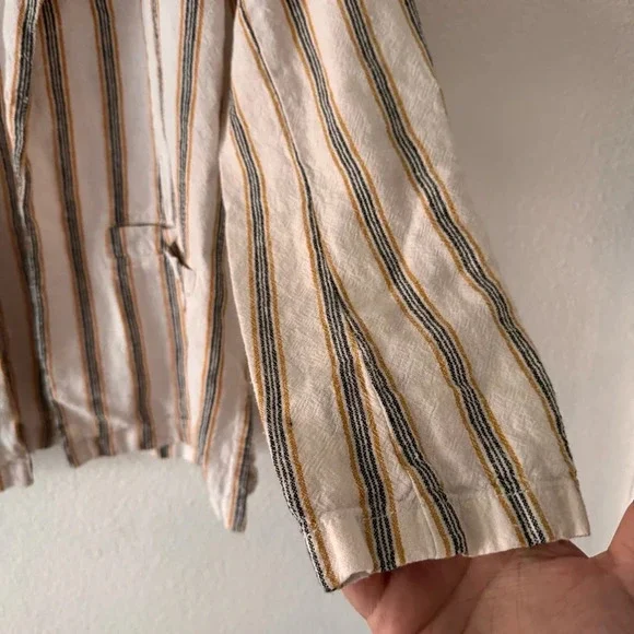 Linen Pinstripe Open Front Blazer Size Medium Style 114336 Casual Maurice’s - Picture 6 of 14